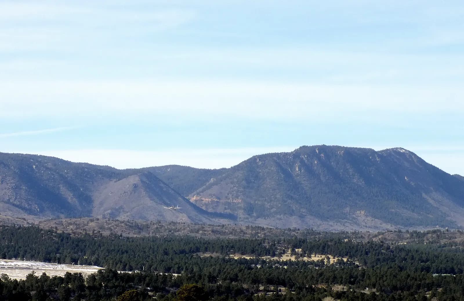 The Rampart Range seen from north of Colorado Springs, west of Black Forest Reserve. Not a home listing.
